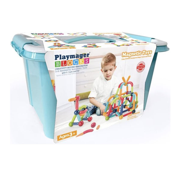פליימאגר מוטות וכדורים 120 חלקים בקופסת פלסטיק - Playmager