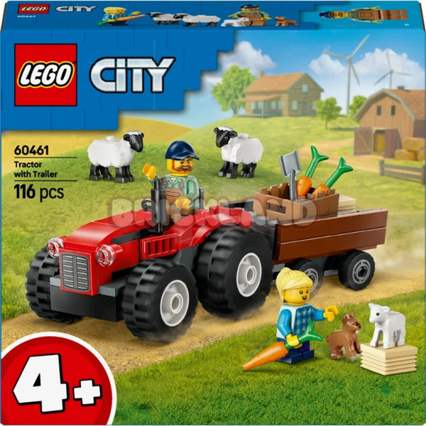 לגו סיטי טרקטור חווה אדום עם נגרר וכבשה 60461 | Lego
