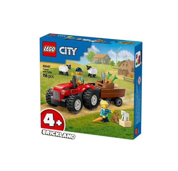 לגו סיטי טרקטור חווה אדום עם נגרר וכבשה 60461 | Lego