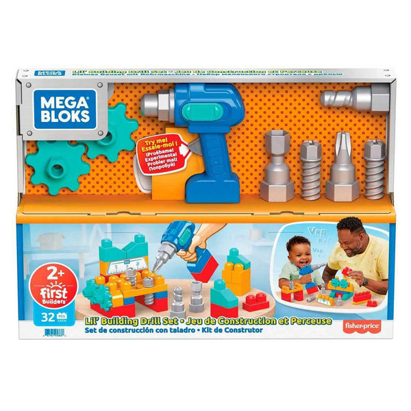 מגה בלוקס מארז בנייה עם מברגה - Mega Bloks Lil' Building Drill Set